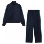 NAVY TRACKSUIT WITH GREEN SIDE STRIPES