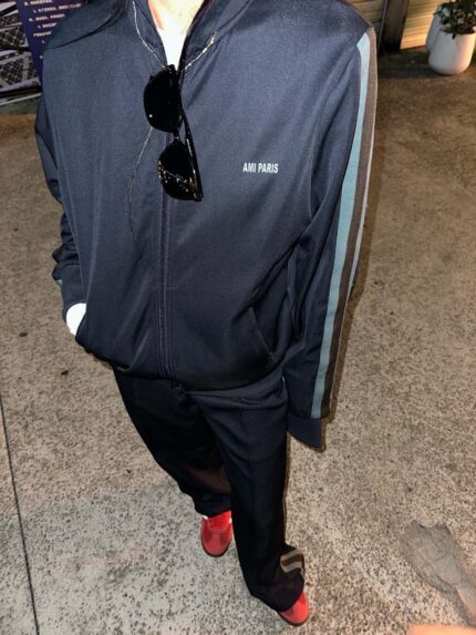 NAVY TRACKSUIT WITH GREEN SIDE STRIPES - Image 3