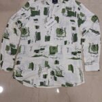 HUNT CLUB Men’s White & Olive Graphic Print Casual Shirt
