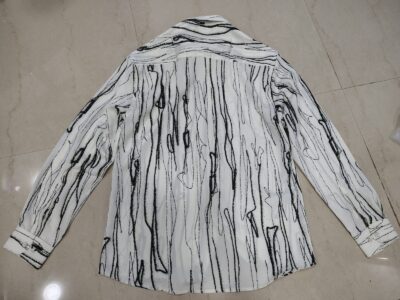Men’s White Abstract Print Smart Casual Shirt - Image 2