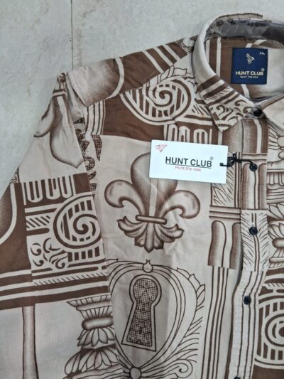 Hunt Club Men’s Brown Abstract Heritage Printed Casual Shirt - Image 3