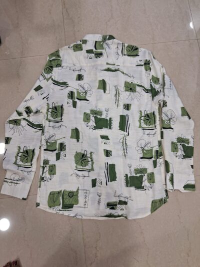 HUNT CLUB Men’s White & Olive Graphic Print Casual Shirt - Image 2