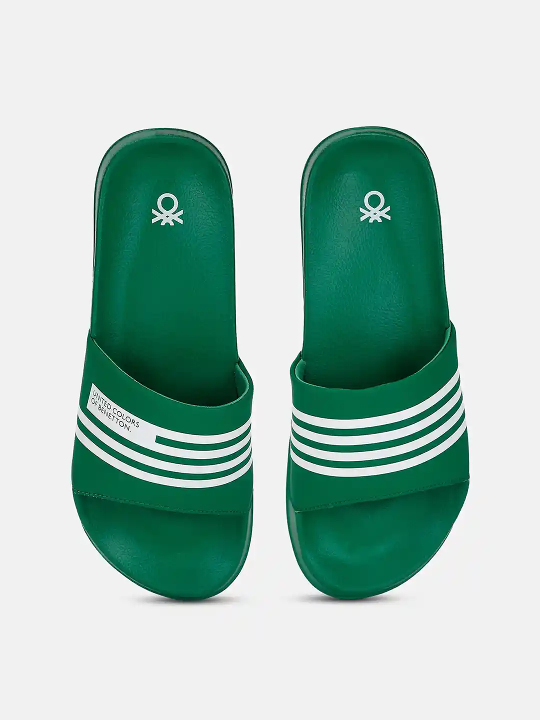 e08a06c8-807f-4d13-9fc2-9d8a5de09e6b1699364386227UnitedColorsofBenettonMenGreenStripedSliders1 UNITED COLORS OF BENETTON - Image 1